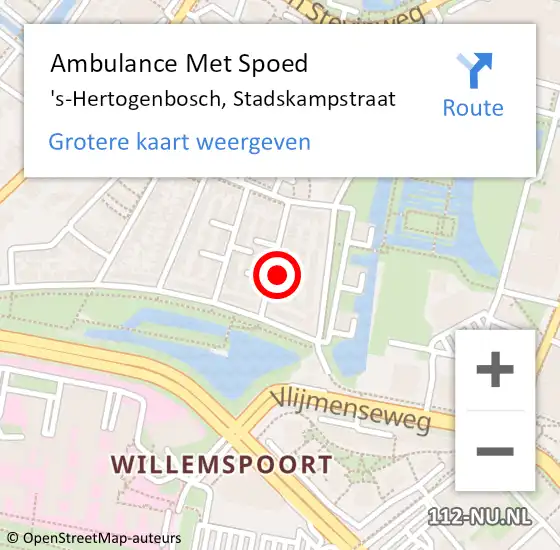 Locatie op kaart van de 112 melding: Ambulance Met Spoed Naar 's-Hertogenbosch, Stadskampstraat op 11 maart 2017 16:02