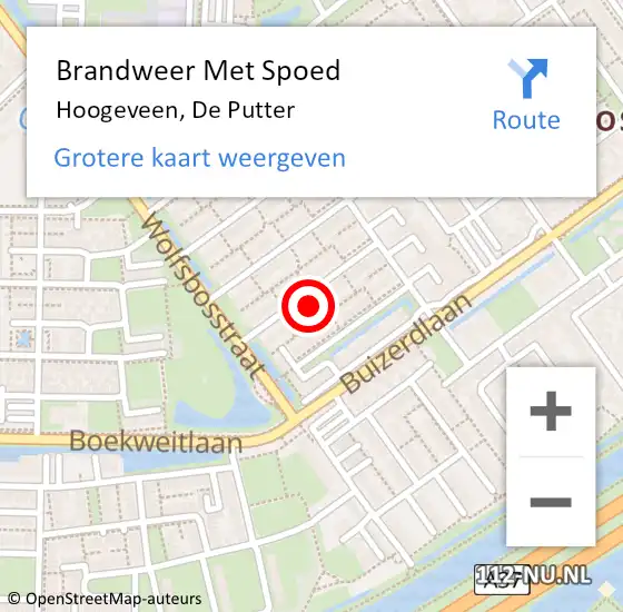Locatie op kaart van de 112 melding: Brandweer Met Spoed Naar Hoogeveen, De Putter op 11 maart 2017 16:05