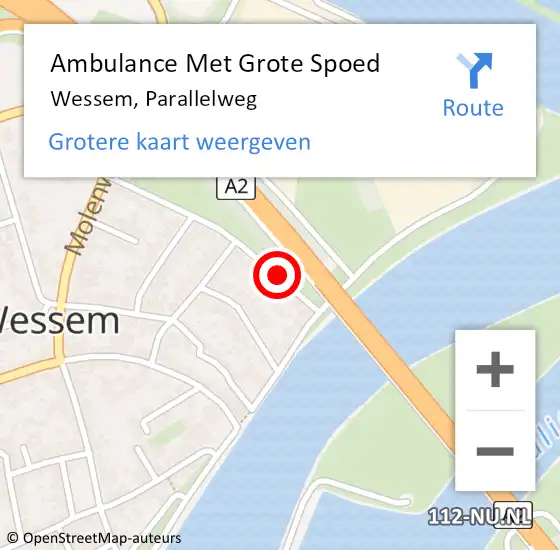 Locatie op kaart van de 112 melding: Ambulance Met Grote Spoed Naar Wessem, Parallelweg op 11 maart 2017 16:10