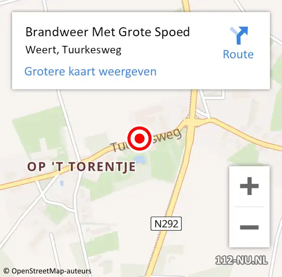 Locatie op kaart van de 112 melding: Brandweer Met Grote Spoed Naar Weert, Tuurkesweg op 11 maart 2017 16:41