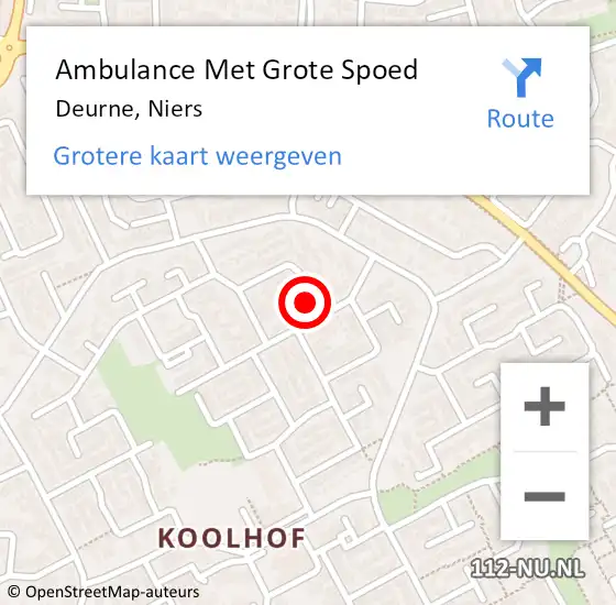 Locatie op kaart van de 112 melding: Ambulance Met Grote Spoed Naar Deurne, Niers op 11 maart 2017 16:48