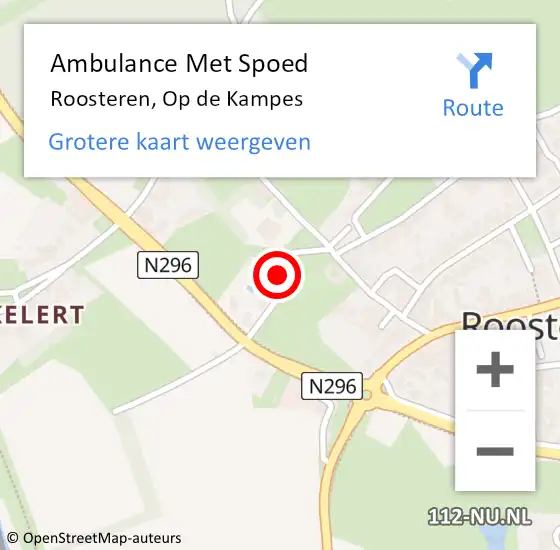 Locatie op kaart van de 112 melding: Ambulance Met Spoed Naar Roosteren, Op de Kampes op 13 januari 2014 17:24