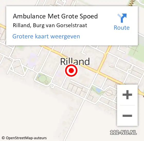 Locatie op kaart van de 112 melding: Ambulance Met Grote Spoed Naar Rilland, Burg van Gorselstraat op 11 maart 2017 16:52