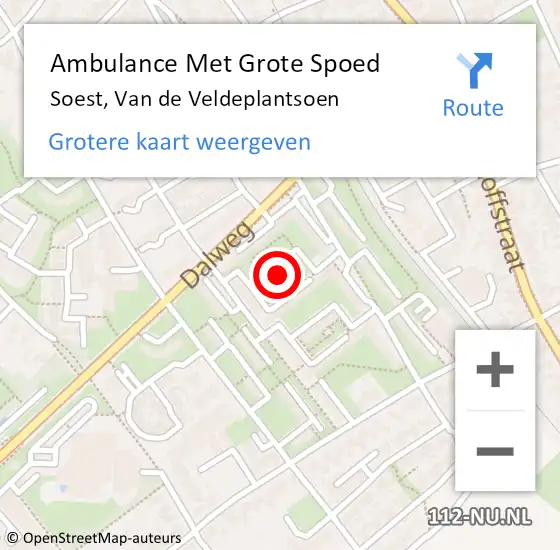 Locatie op kaart van de 112 melding: Ambulance Met Grote Spoed Naar Soest, Van de Veldeplantsoen op 11 maart 2017 17:07