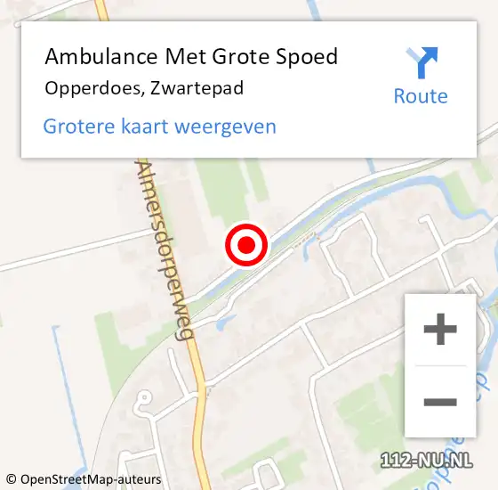 Locatie op kaart van de 112 melding: Ambulance Met Grote Spoed Naar Opperdoes, Zwartepad op 11 maart 2017 17:09