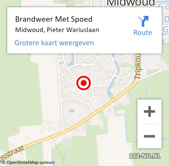 Locatie op kaart van de 112 melding: Brandweer Met Spoed Naar Midwoud, Pieter Wariuslaan op 13 januari 2014 17:27