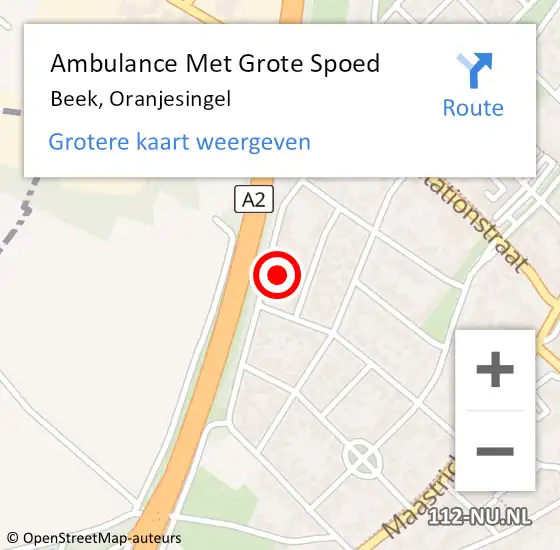 Locatie op kaart van de 112 melding: Ambulance Met Grote Spoed Naar Beek, Oranjesingel op 19 september 2013 09:45