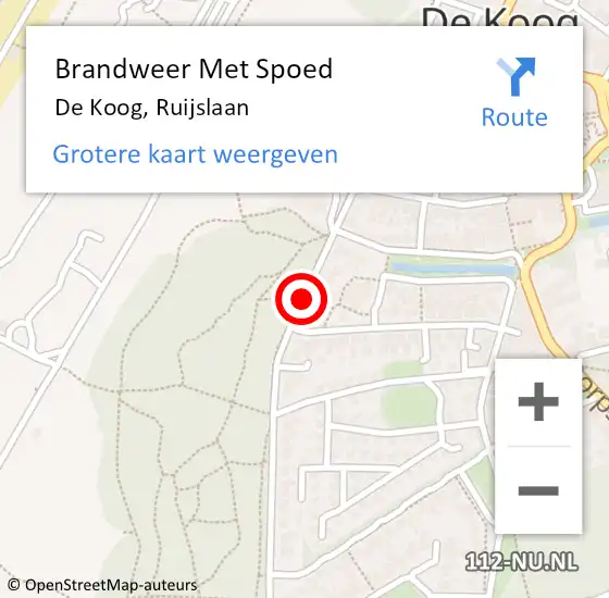 Locatie op kaart van de 112 melding: Brandweer Met Spoed Naar De Koog, Ruijslaan op 11 maart 2017 17:49