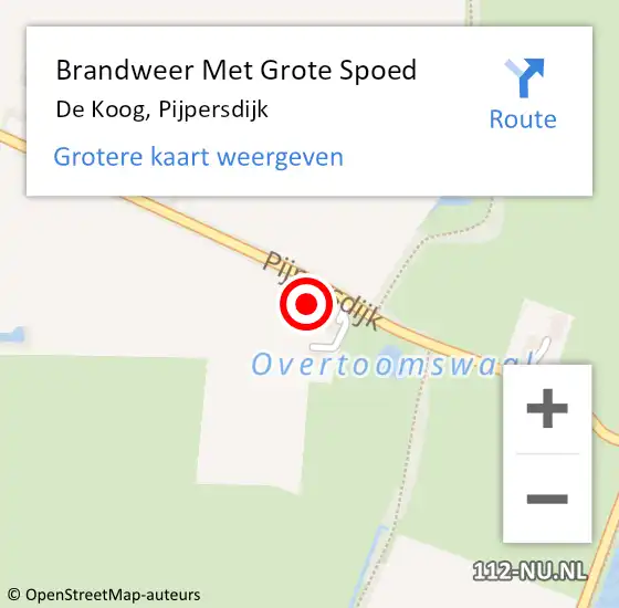 Locatie op kaart van de 112 melding: Brandweer Met Grote Spoed Naar De Koog, Pijpersdijk op 11 maart 2017 18:07