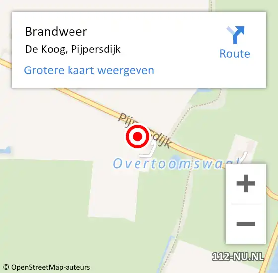 Locatie op kaart van de 112 melding: Brandweer De Koog, Pijpersdijk op 11 maart 2017 18:15