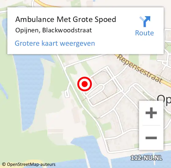 Locatie op kaart van de 112 melding: Ambulance Met Grote Spoed Naar Opijnen, Blackwoodstraat op 11 maart 2017 19:12