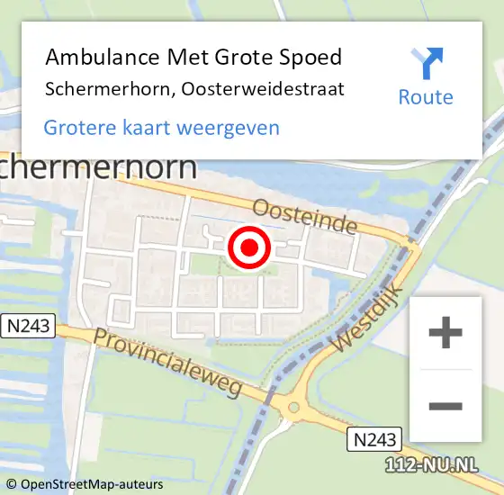 Locatie op kaart van de 112 melding: Ambulance Met Grote Spoed Naar Schermerhorn, Oosterweidestraat op 11 maart 2017 19:23