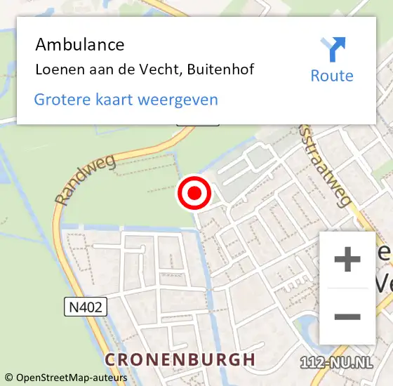 Locatie op kaart van de 112 melding: Ambulance Loenen aan de Vecht, Buitenhof op 11 maart 2017 19:24