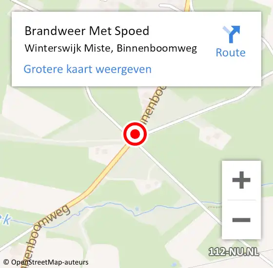 Locatie op kaart van de 112 melding: Brandweer Met Spoed Naar Winterswijk Miste, Binnenboomweg op 11 maart 2017 19:28