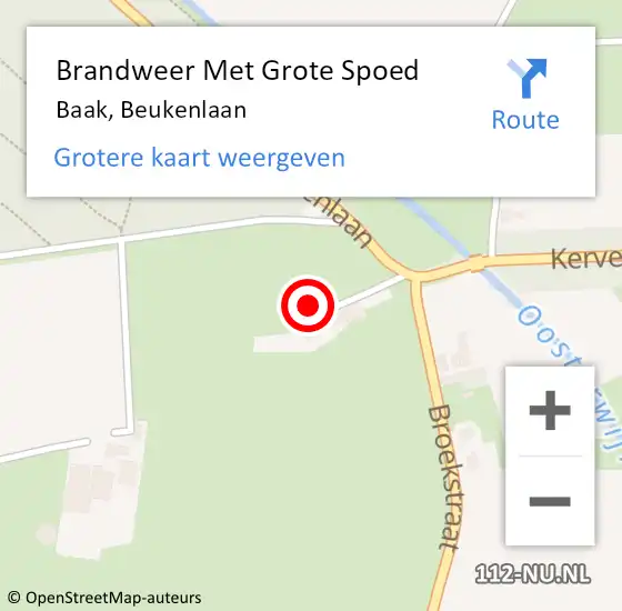 Locatie op kaart van de 112 melding: Brandweer Met Grote Spoed Naar Baak, Beukenlaan op 11 maart 2017 19:30