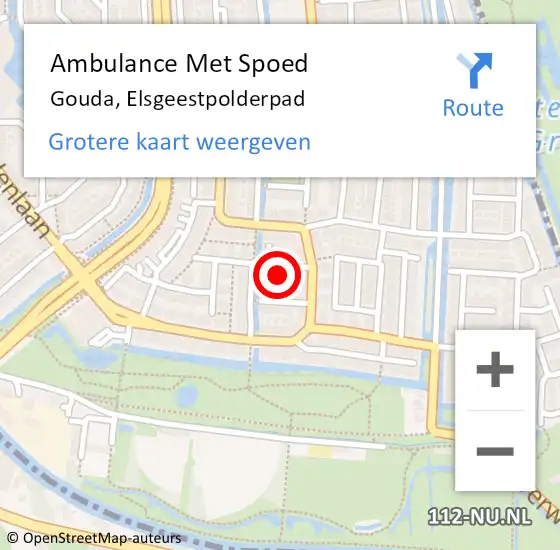 Locatie op kaart van de 112 melding: Ambulance Met Spoed Naar Gouda, Elsgeestpolderpad op 11 maart 2017 20:08