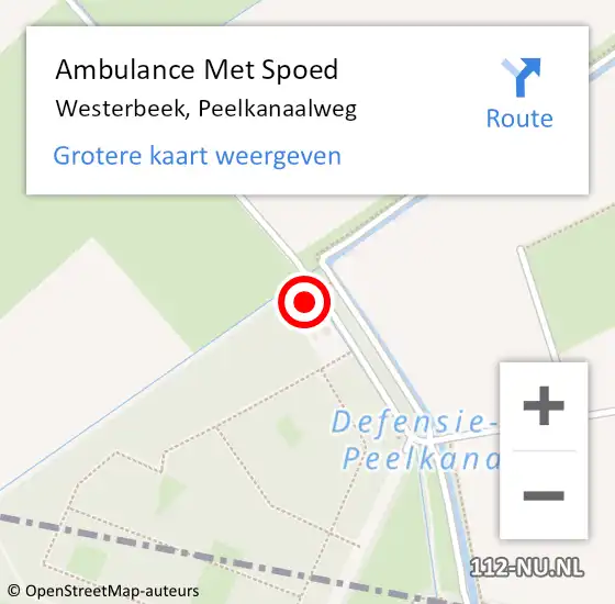 Locatie op kaart van de 112 melding: Ambulance Met Spoed Naar Westerbeek, Peelkanaalweg op 11 maart 2017 20:27