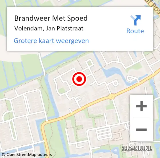 Locatie op kaart van de 112 melding: Brandweer Met Spoed Naar Volendam, Jan Platstraat op 11 maart 2017 20:33