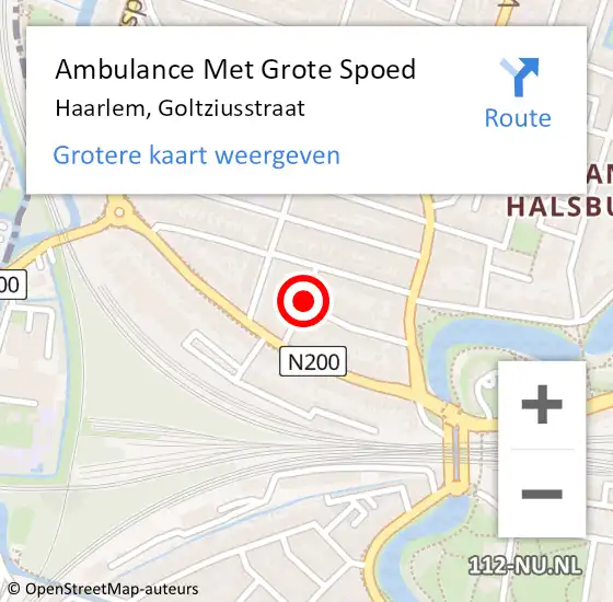 Locatie op kaart van de 112 melding: Ambulance Met Grote Spoed Naar Haarlem, Goltziusstraat op 11 maart 2017 21:14