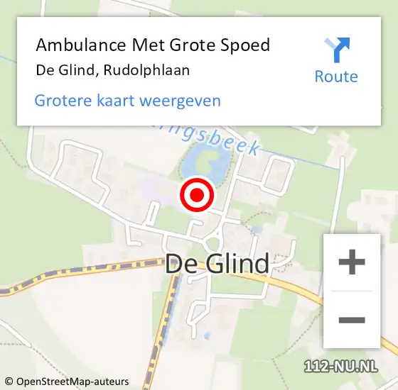 Locatie op kaart van de 112 melding: Ambulance Met Grote Spoed Naar De Glind, Rudolphlaan op 11 maart 2017 21:33