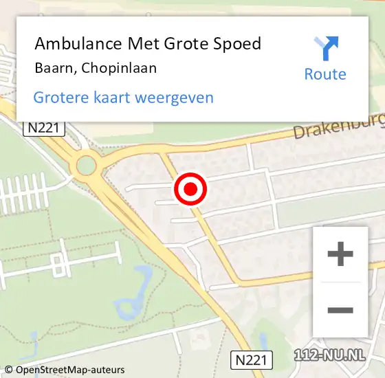 Locatie op kaart van de 112 melding: Ambulance Met Grote Spoed Naar Baarn, Chopinlaan op 13 januari 2014 17:51