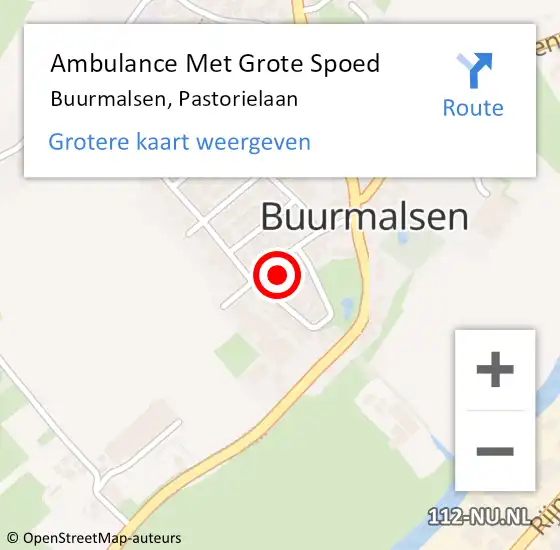 Locatie op kaart van de 112 melding: Ambulance Met Grote Spoed Naar Buurmalsen, Pastorielaan op 11 maart 2017 23:01