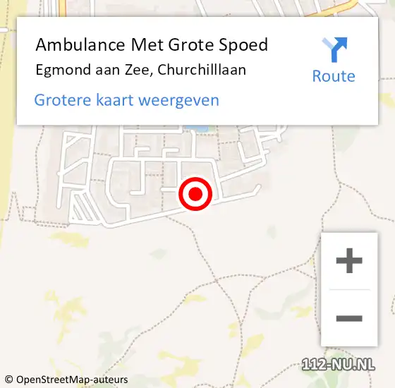 Locatie op kaart van de 112 melding: Ambulance Met Grote Spoed Naar Egmond aan Zee, Churchilllaan op 11 maart 2017 23:02