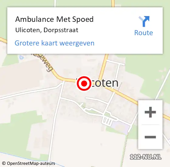 Locatie op kaart van de 112 melding: Ambulance Met Spoed Naar Ulicoten, Dorpsstraat op 11 maart 2017 23:08