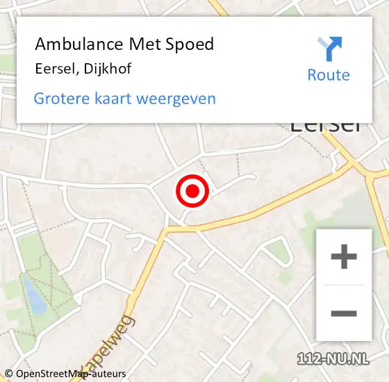 Locatie op kaart van de 112 melding: Ambulance Met Spoed Naar Eersel, Dijkhof op 11 maart 2017 23:28