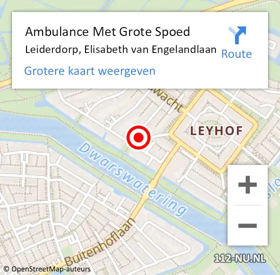 Locatie op kaart van de 112 melding: Ambulance Met Grote Spoed Naar Leiderdorp, Elisabeth van Engelandlaan op 11 maart 2017 23:50