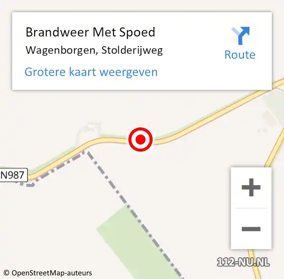 Locatie op kaart van de 112 melding: Brandweer Met Spoed Naar Wagenborgen, Stolderijweg op 12 maart 2017 00:11