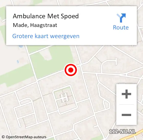 Locatie op kaart van de 112 melding: Ambulance Met Spoed Naar Made, Haagstraat op 12 maart 2017 01:06