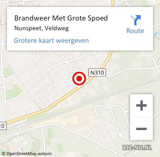 Locatie op kaart van de 112 melding: Brandweer Met Grote Spoed Naar Nunspeet, Veldweg op 12 maart 2017 01:34