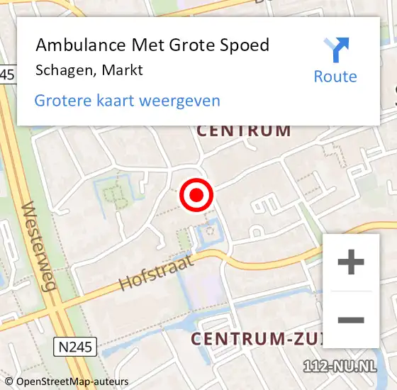 Locatie op kaart van de 112 melding: Ambulance Met Grote Spoed Naar Schagen, Markt op 12 maart 2017 03:31