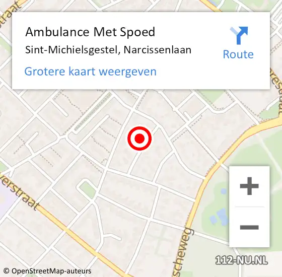 Locatie op kaart van de 112 melding: Ambulance Met Spoed Naar Sint-Michielsgestel, Narcissenlaan op 12 maart 2017 04:04