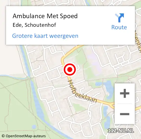 Locatie op kaart van de 112 melding: Ambulance Met Spoed Naar Ede, Schoutenhof op 12 maart 2017 04:21