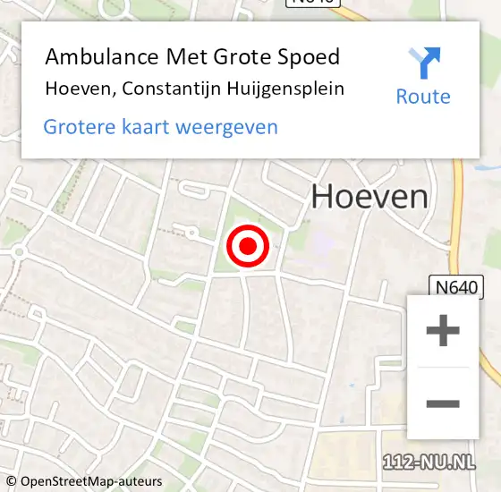 Locatie op kaart van de 112 melding: Ambulance Met Grote Spoed Naar Hoeven, Constantijn Huijgensplein op 12 maart 2017 04:48