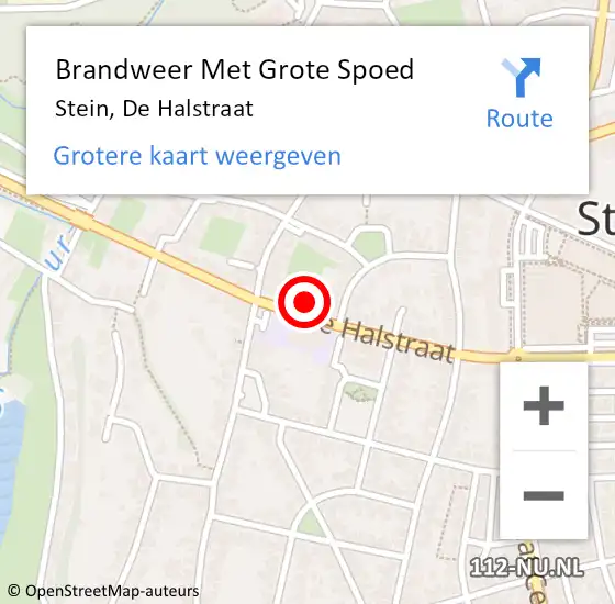 Locatie op kaart van de 112 melding: Brandweer Met Grote Spoed Naar Stein, De Halstraat op 12 maart 2017 05:01