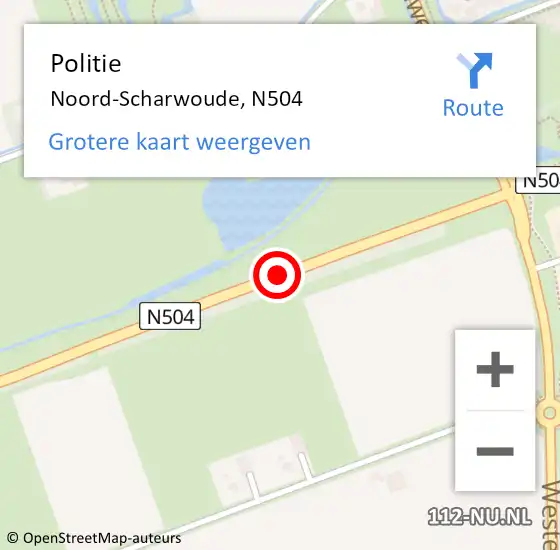 Locatie op kaart van de 112 melding: Politie Noord-Scharwoude, N504 op 12 maart 2017 05:31