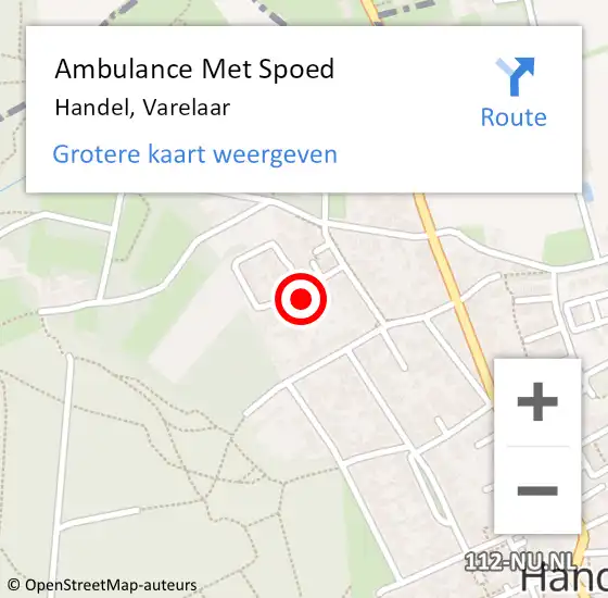 Locatie op kaart van de 112 melding: Ambulance Met Spoed Naar Handel, Varelaar op 12 maart 2017 05:49
