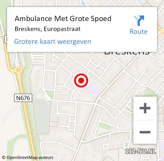 Locatie op kaart van de 112 melding: Ambulance Met Grote Spoed Naar Breskens, Europastraat op 12 maart 2017 06:32