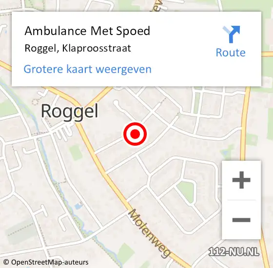 Locatie op kaart van de 112 melding: Ambulance Met Spoed Naar Roggel, Klaproosstraat op 12 maart 2017 06:55