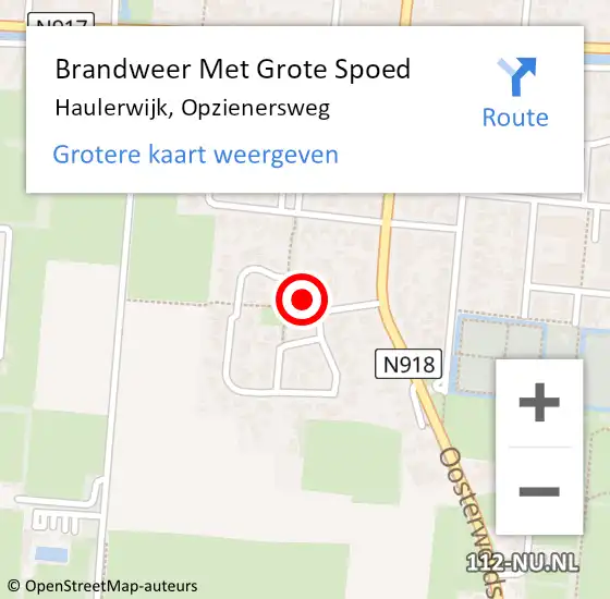 Locatie op kaart van de 112 melding: Brandweer Met Grote Spoed Naar Haulerwijk, Opzienersweg op 12 maart 2017 07:16