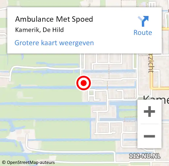 Locatie op kaart van de 112 melding: Ambulance Met Spoed Naar Kamerik, De Hild op 12 maart 2017 07:25