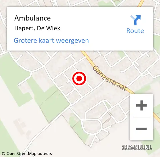 Locatie op kaart van de 112 melding: Ambulance Hapert, De Wiek op 12 maart 2017 09:39