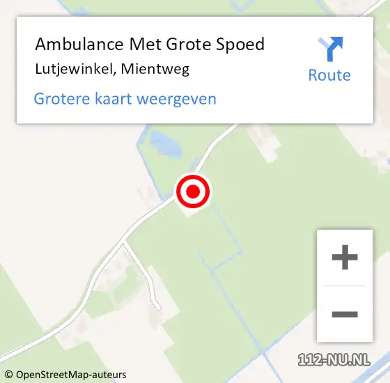 Locatie op kaart van de 112 melding: Ambulance Met Grote Spoed Naar Lutjewinkel, Mientweg op 12 maart 2017 09:47