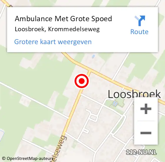 Locatie op kaart van de 112 melding: Ambulance Met Grote Spoed Naar Loosbroek, Krommedelseweg op 13 januari 2014 18:12