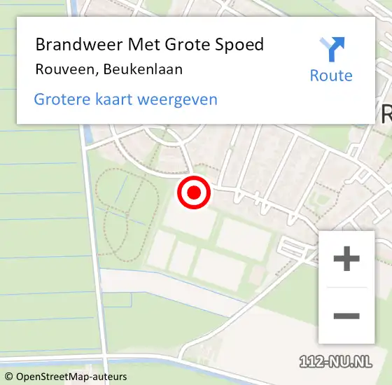 Locatie op kaart van de 112 melding: Brandweer Met Grote Spoed Naar Rouveen, Beukenlaan op 12 maart 2017 10:33