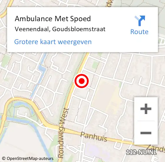 Locatie op kaart van de 112 melding: Ambulance Met Spoed Naar Veenendaal, Goudsbloemstraat op 12 maart 2017 10:59