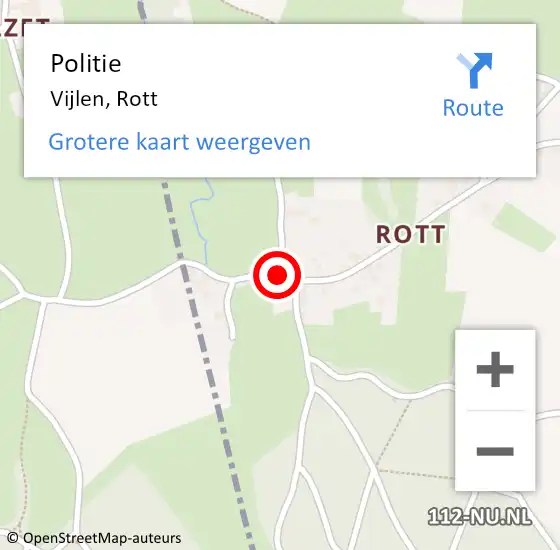 Locatie op kaart van de 112 melding: Politie Vijlen, Rott op 12 maart 2017 11:38